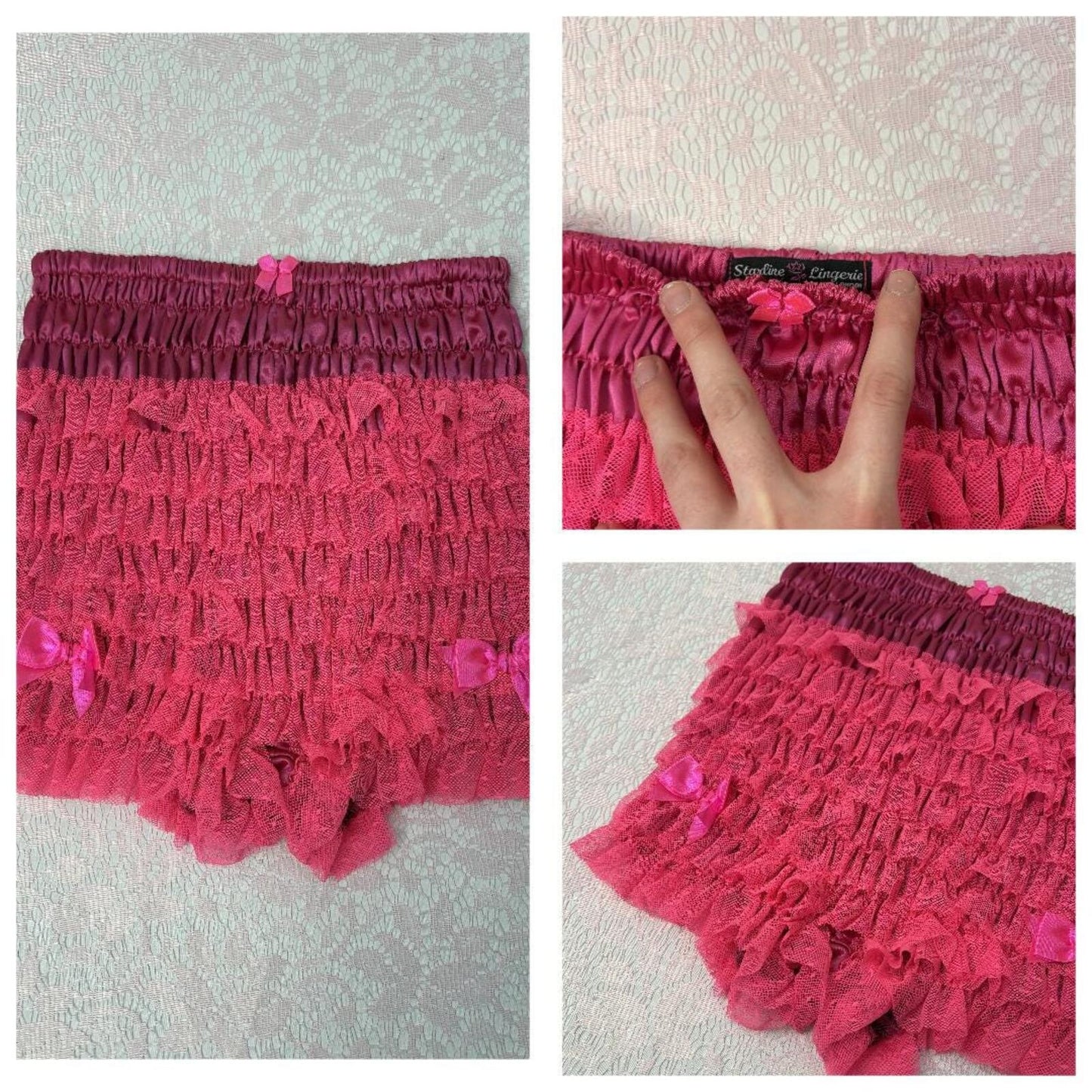 High Waisted Neon Pink Ruffled Y2K Bloomer Shorts