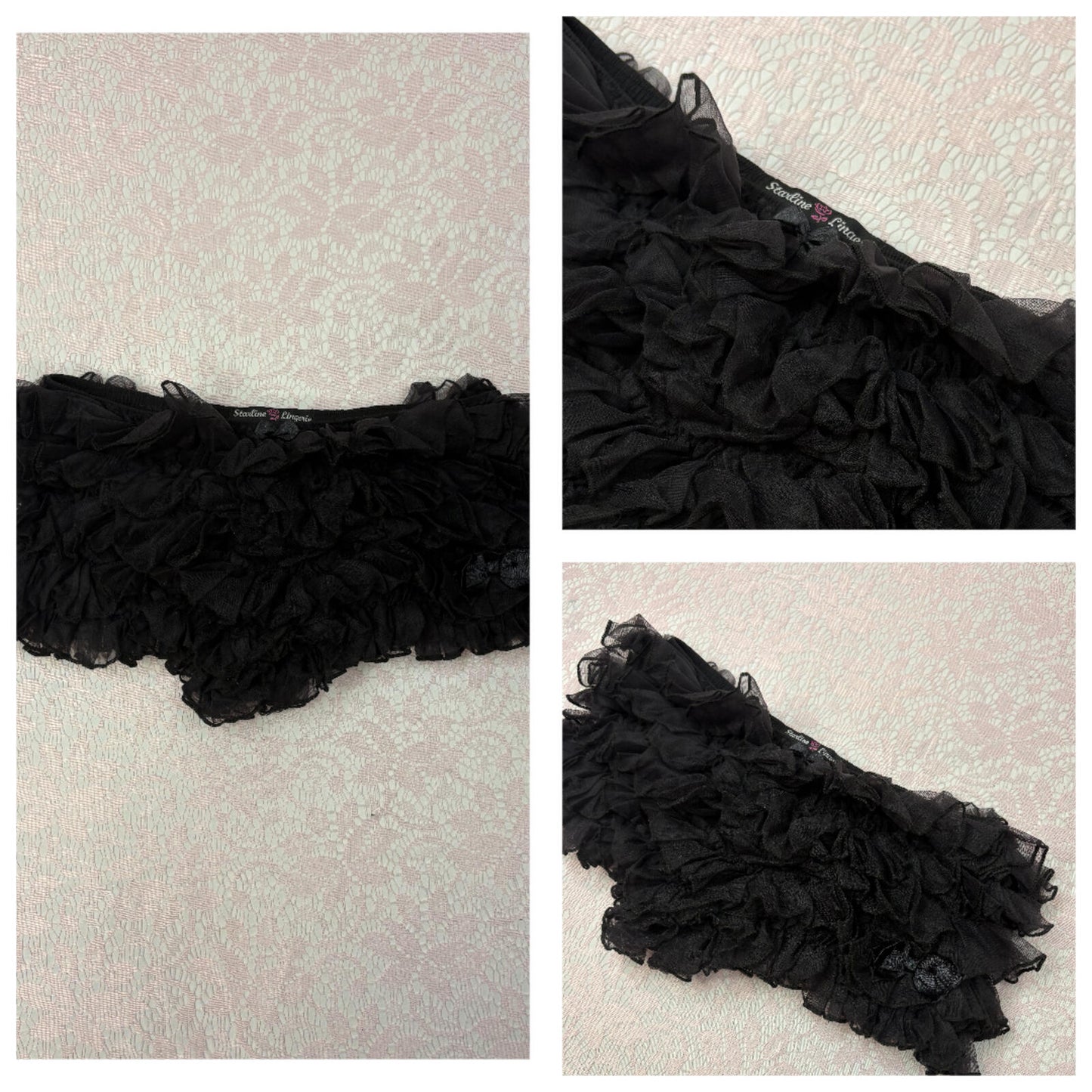 Low Waisted Black RUffled Y2K Alternative Bloomer Shorts