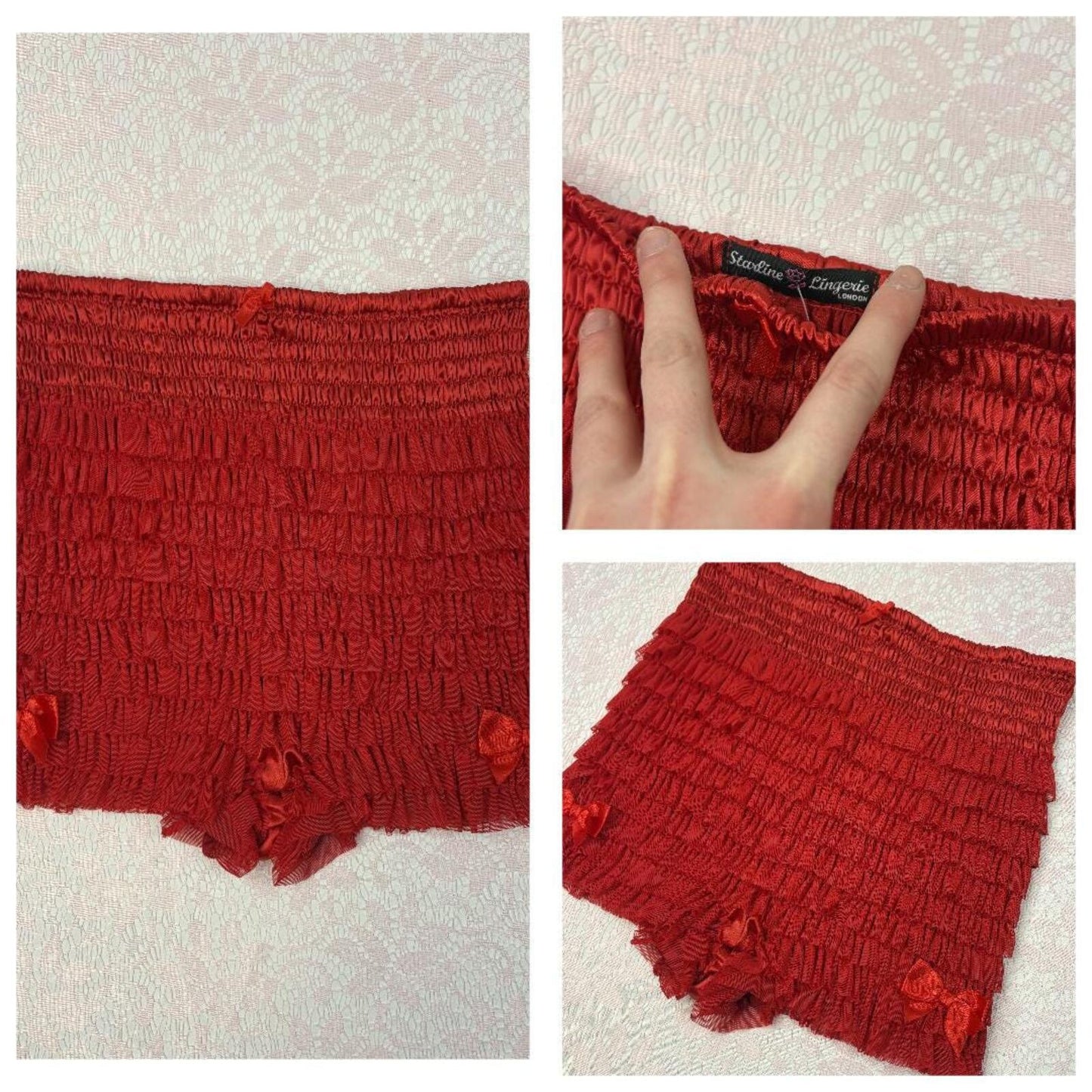 High Waisted Red Ruffled Y2K Bloomer Shorts