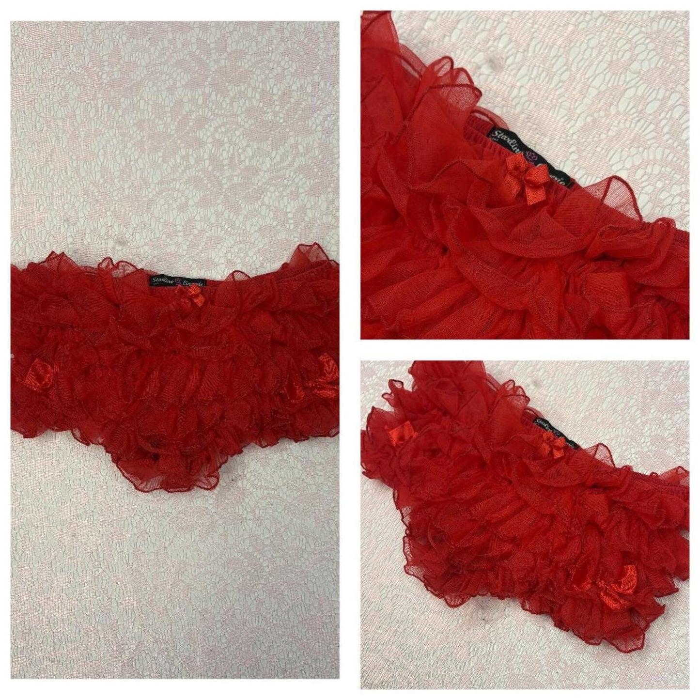 Low Waisted Red Ruffled Y2K Coquette Bloomer Shorts