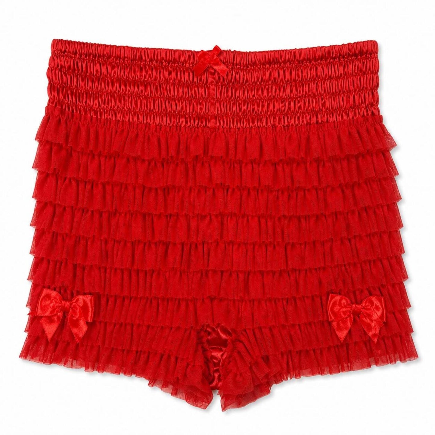 High Waisted Red Ruffled Y2K Bloomer Shorts