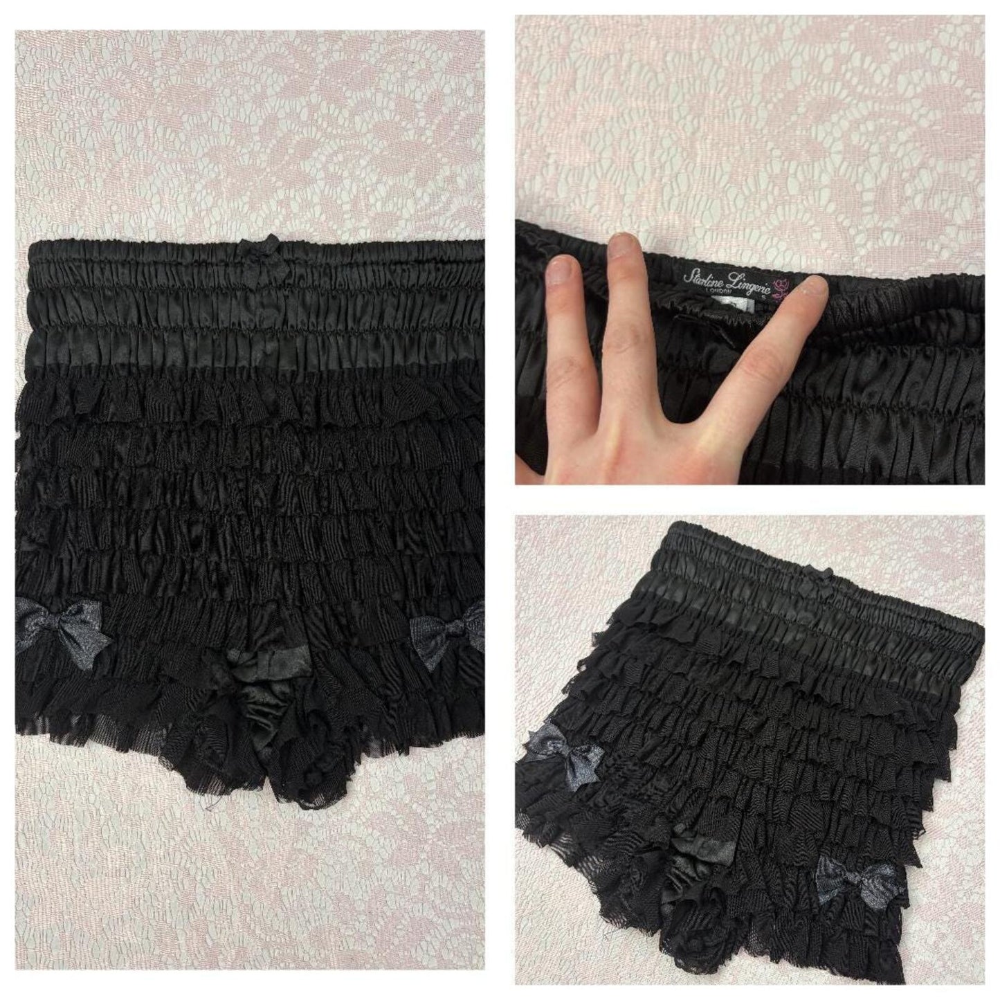 High Waisted Black Ruffled Y2K Bloomer Shorts