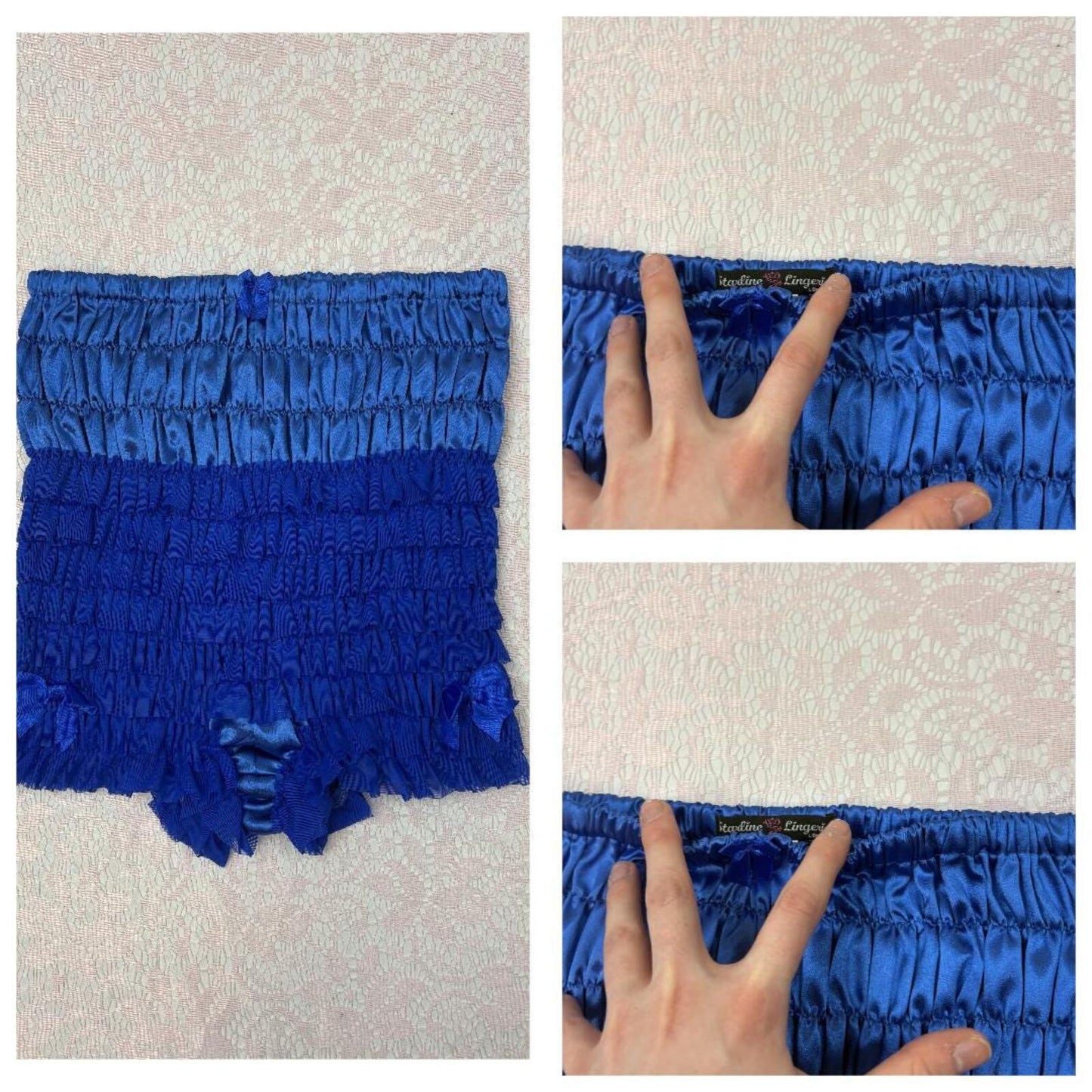 High Waisted Dark Blue Ruffled Y2K Bloomer Shorts