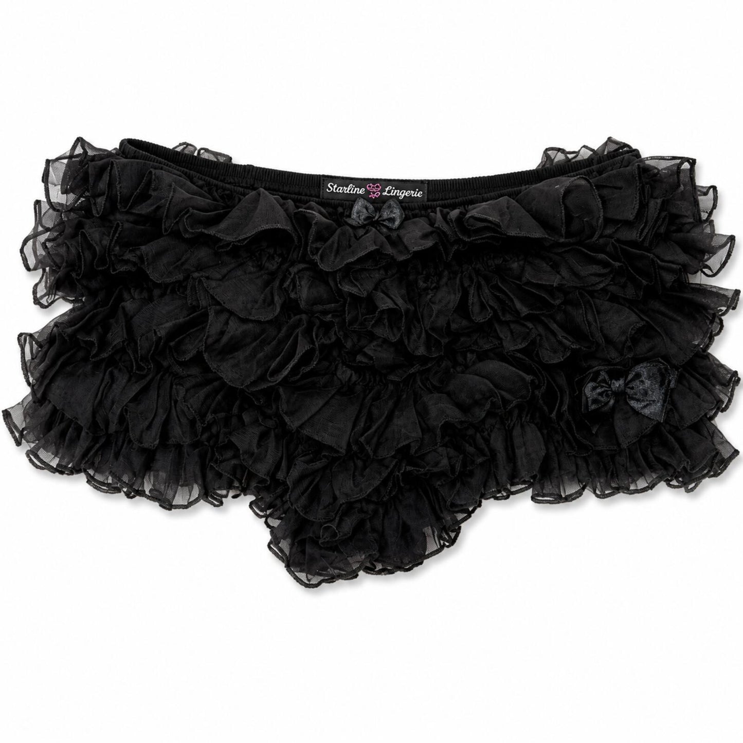 Low Waisted Black RUffled Y2K Alternative Bloomer Shorts