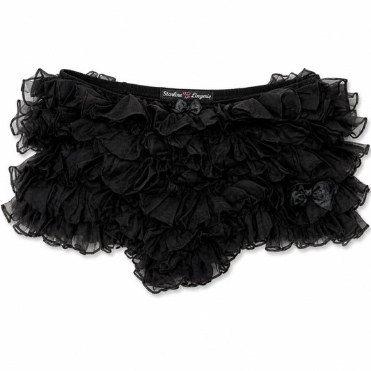 Low Waisted Black RUffled Y2K Alternative Bloomer Shorts