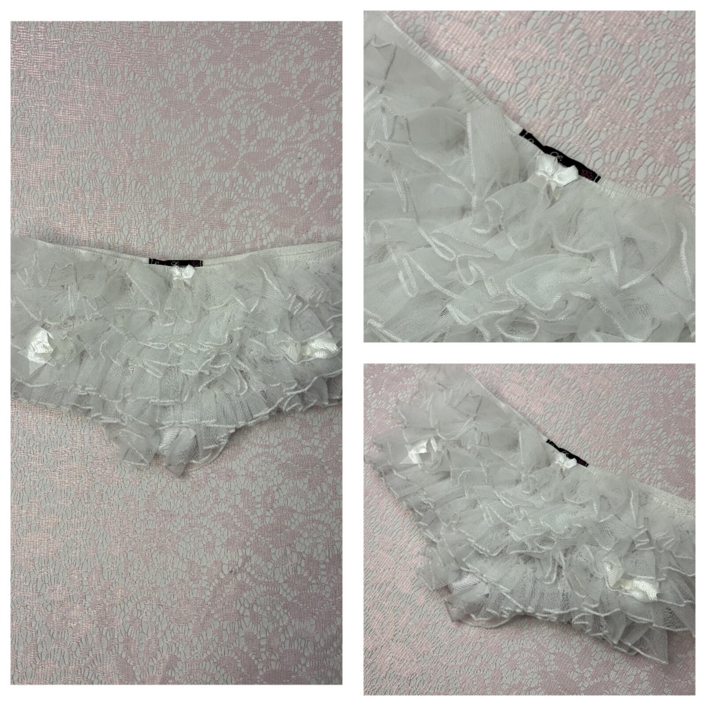 Low Waisted White Ruffled Y2K Coquette Bloomer Shorts