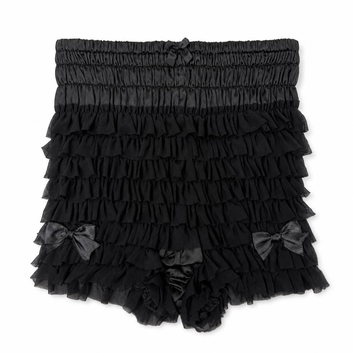 High Waisted Black Ruffled Y2K Bloomer Shorts