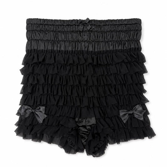 High Waisted Black Ruffled Y2K Bloomer Shorts