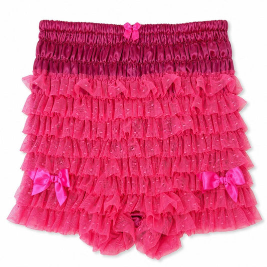 High Waisted Neon Pink Ruffled Y2K Bloomer Shorts