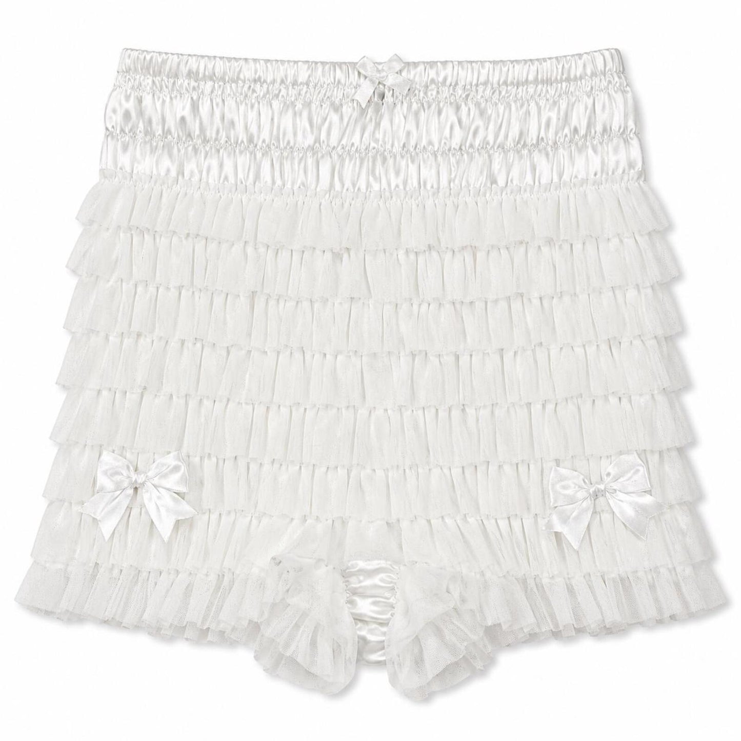 High Waisted White Ruffled Y2K Coquette Bloomer Shorts