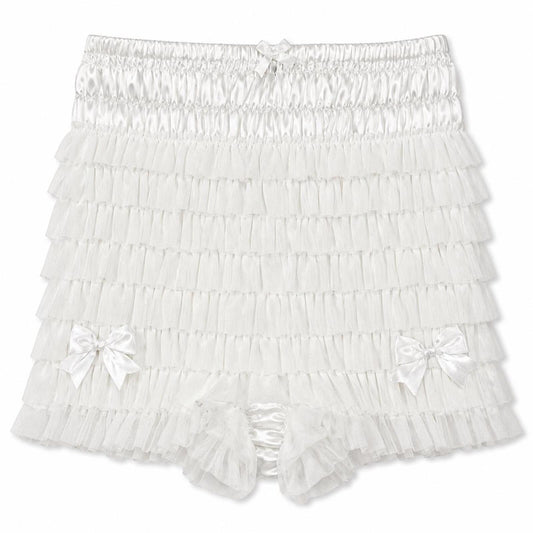 High Waisted White Ruffled Y2K Coquette Bloomer Shorts